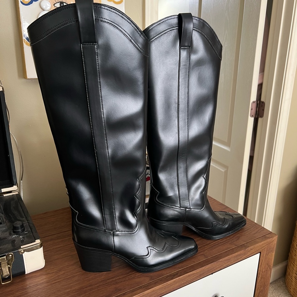 H&M Tall Black Western Boot (New)